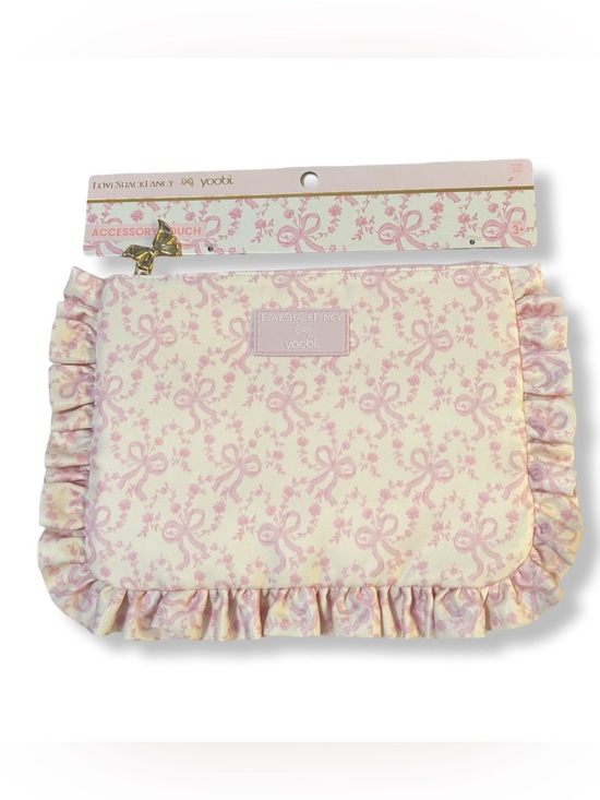 LoveShackFancy Handbags - LoveShackFancy x Yoobi LTD Edition Cream and Pink Ruffle Accessory Pouch NWT